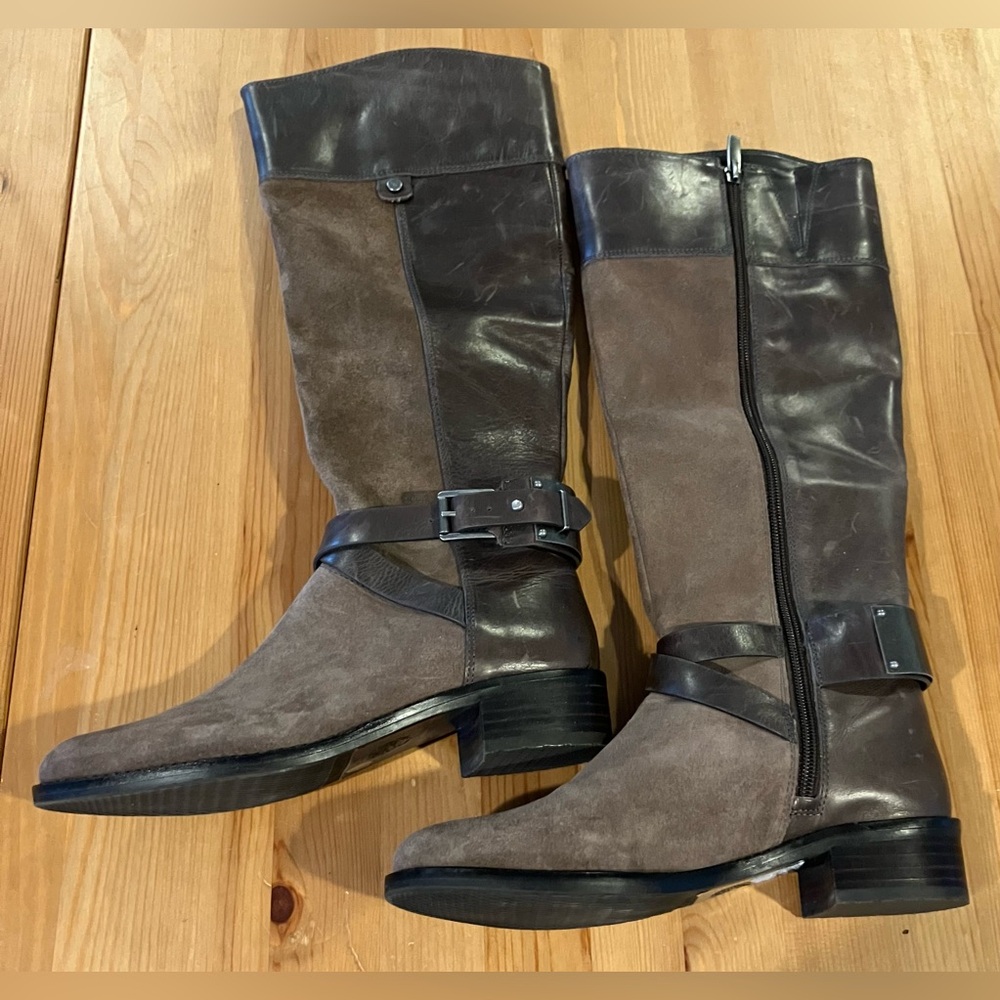 EUC Vince Camuto Jaran Women's Zip Riding Boots Leather & Suede Size 6.5